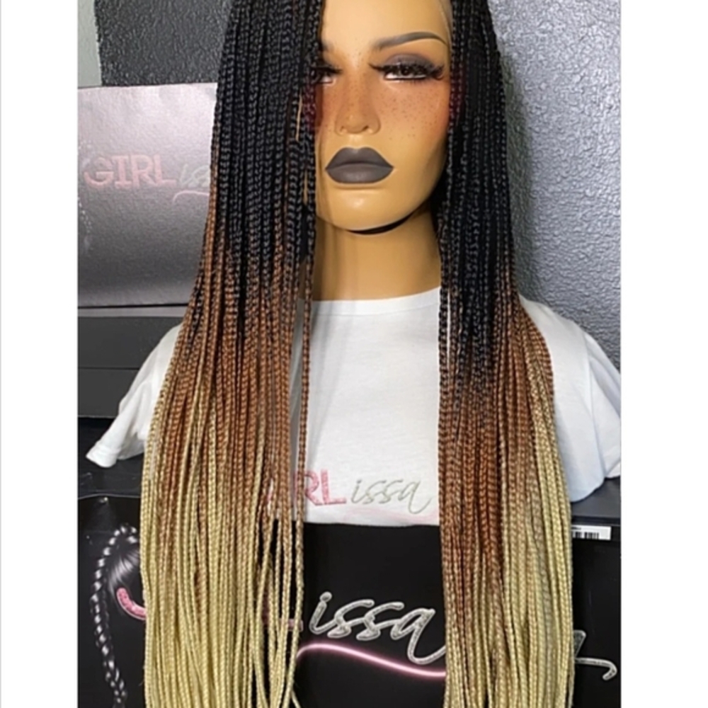 Ombre Braided Wig - Black and Blonde